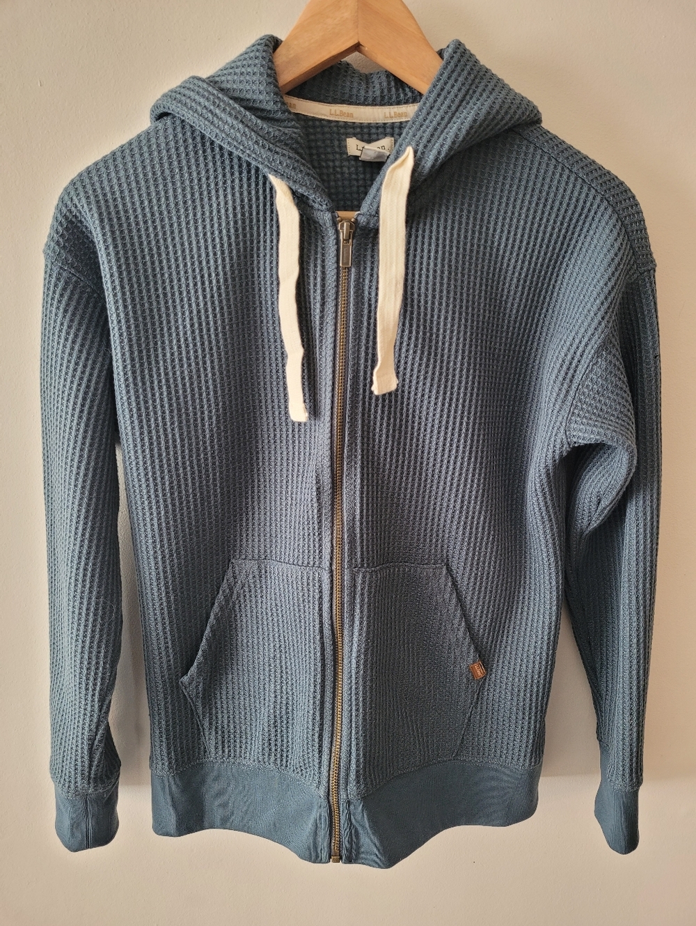 L.L.Bean Women's Birchwood Brushed Waffle Full-Zip Hoodie, XS Petite, Teal, FW24
